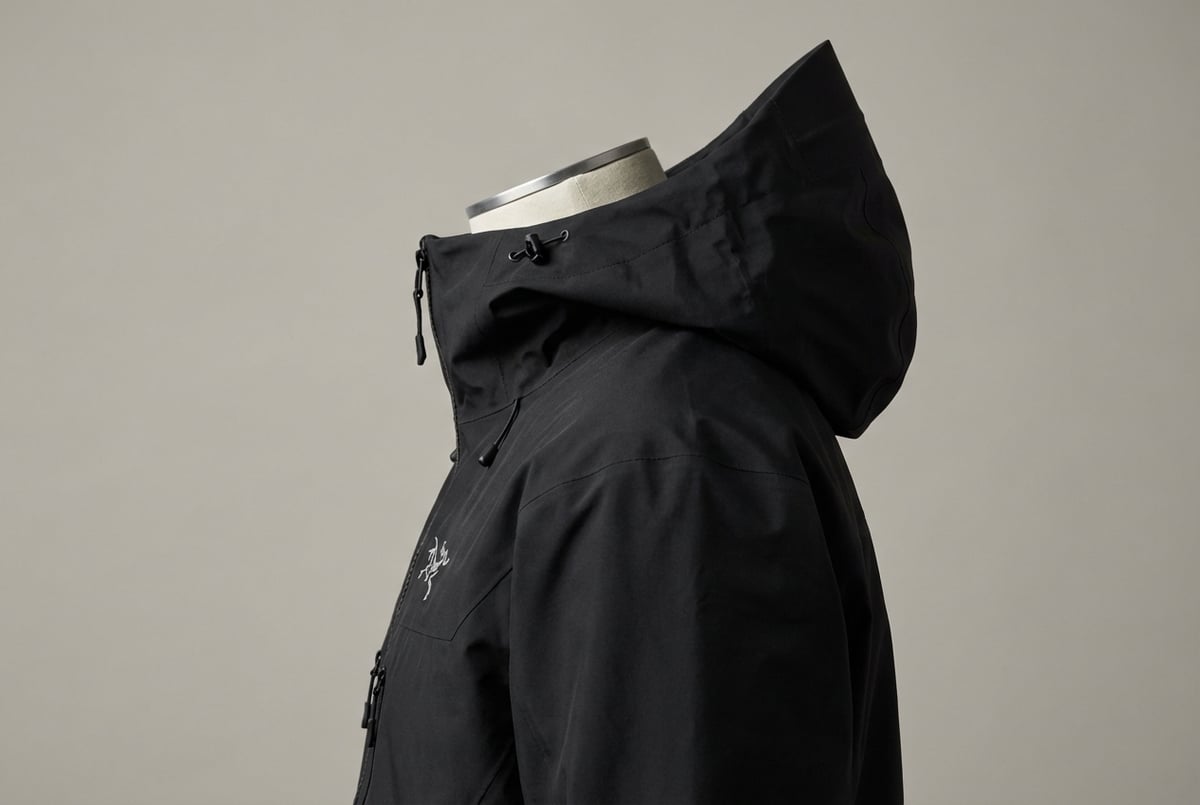 Arc'teryx Alpha SVジャケットの詳細、ヘルメット対応フードとピットジップ